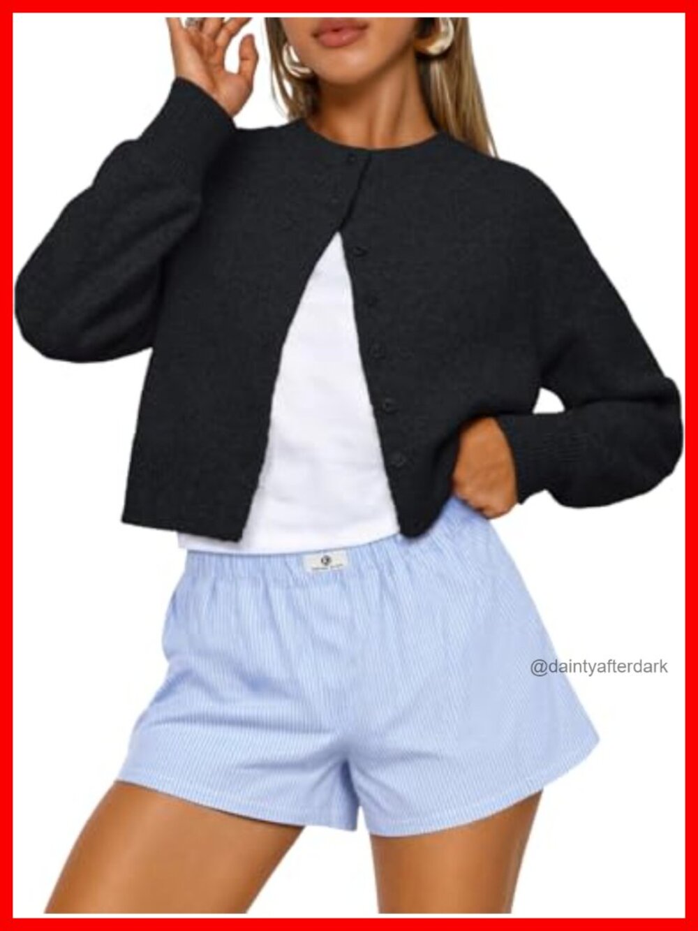 Cropped Cardigan Sweater Women's Lightweight Knit Button Front Fall Layering